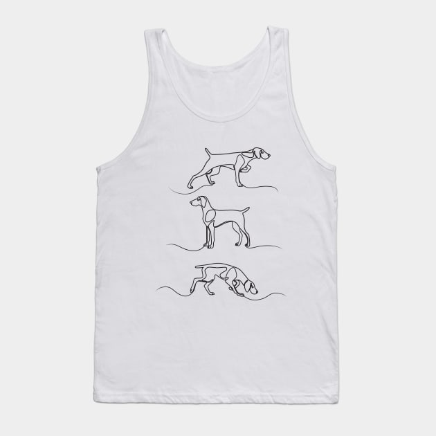 Continuous Line Weimaraners With Docked Tails (Black and White) Tank Top by illucalliart